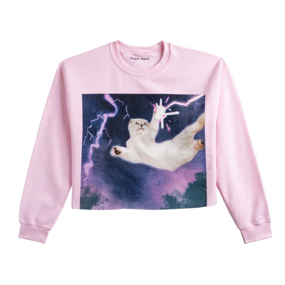 Official Taylor Swift Olivia Cat light pink cropped crewneck. Lightening Bolt.
